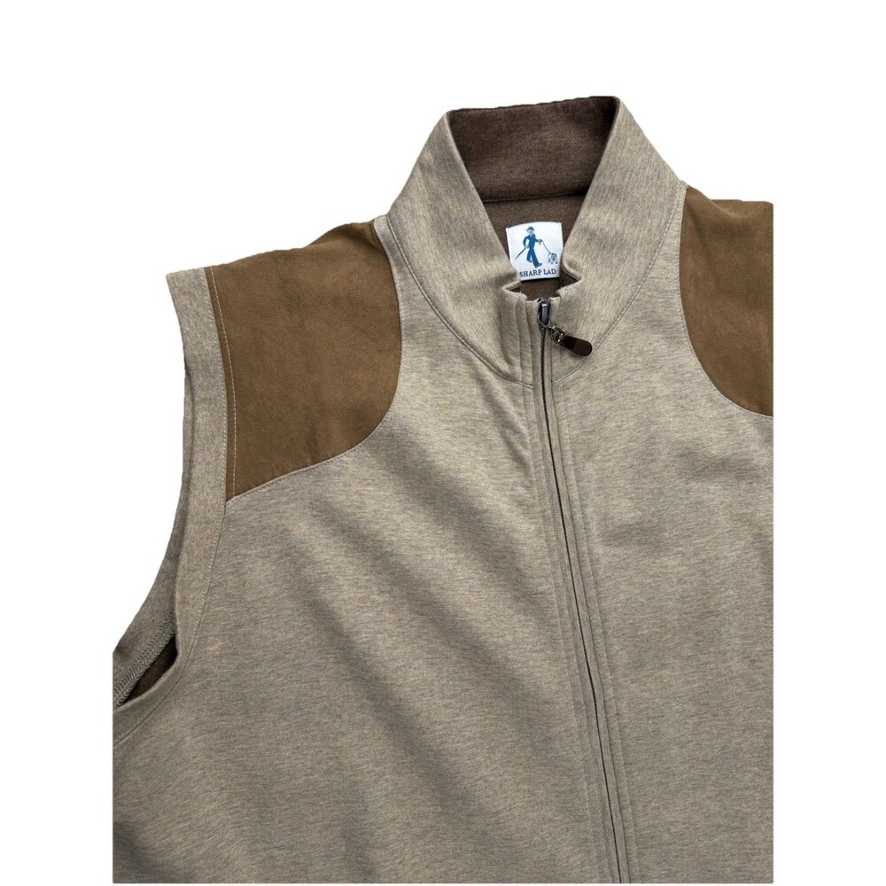 Sharp Lad Vest Mens XL Green Brown Performance Golf Full Zip - Picture 3 of 9